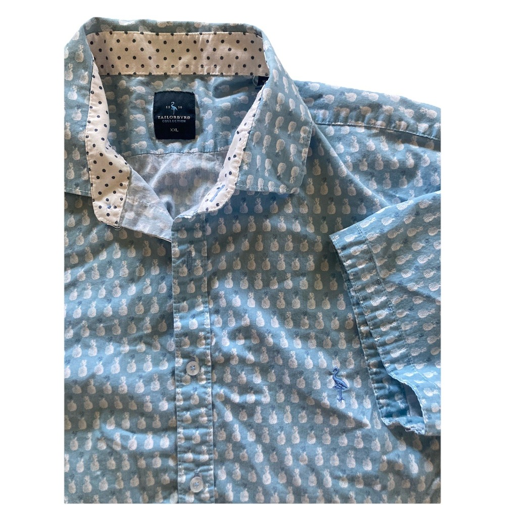 Tailorbyrd Men XXL Golf Casual Cotton Pineapple Short Sleeve Button Up Shirt AOP